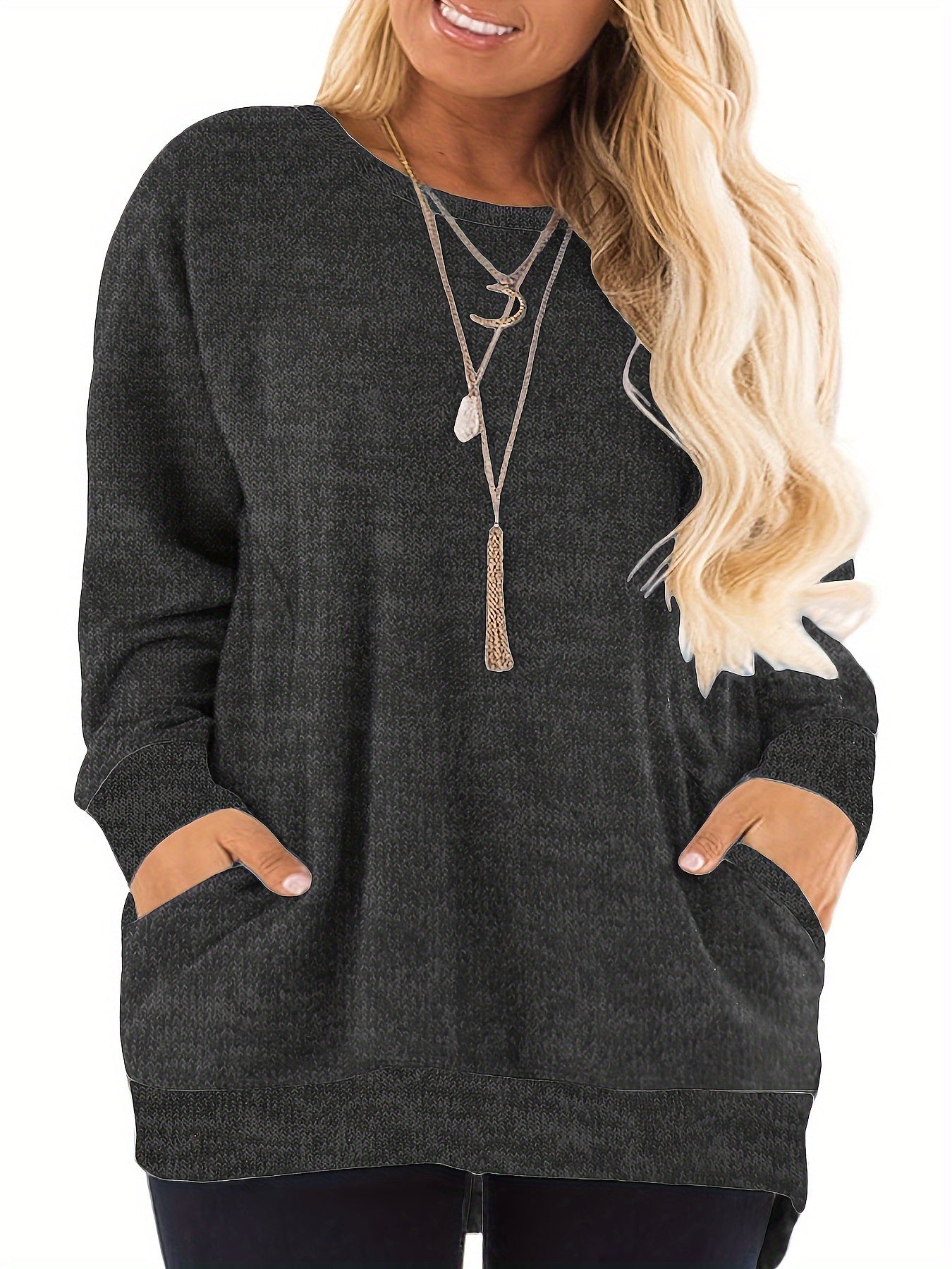 Plus Size Sweatshirts For Women Color Block Long Sleeve Pocket Shirts Tops