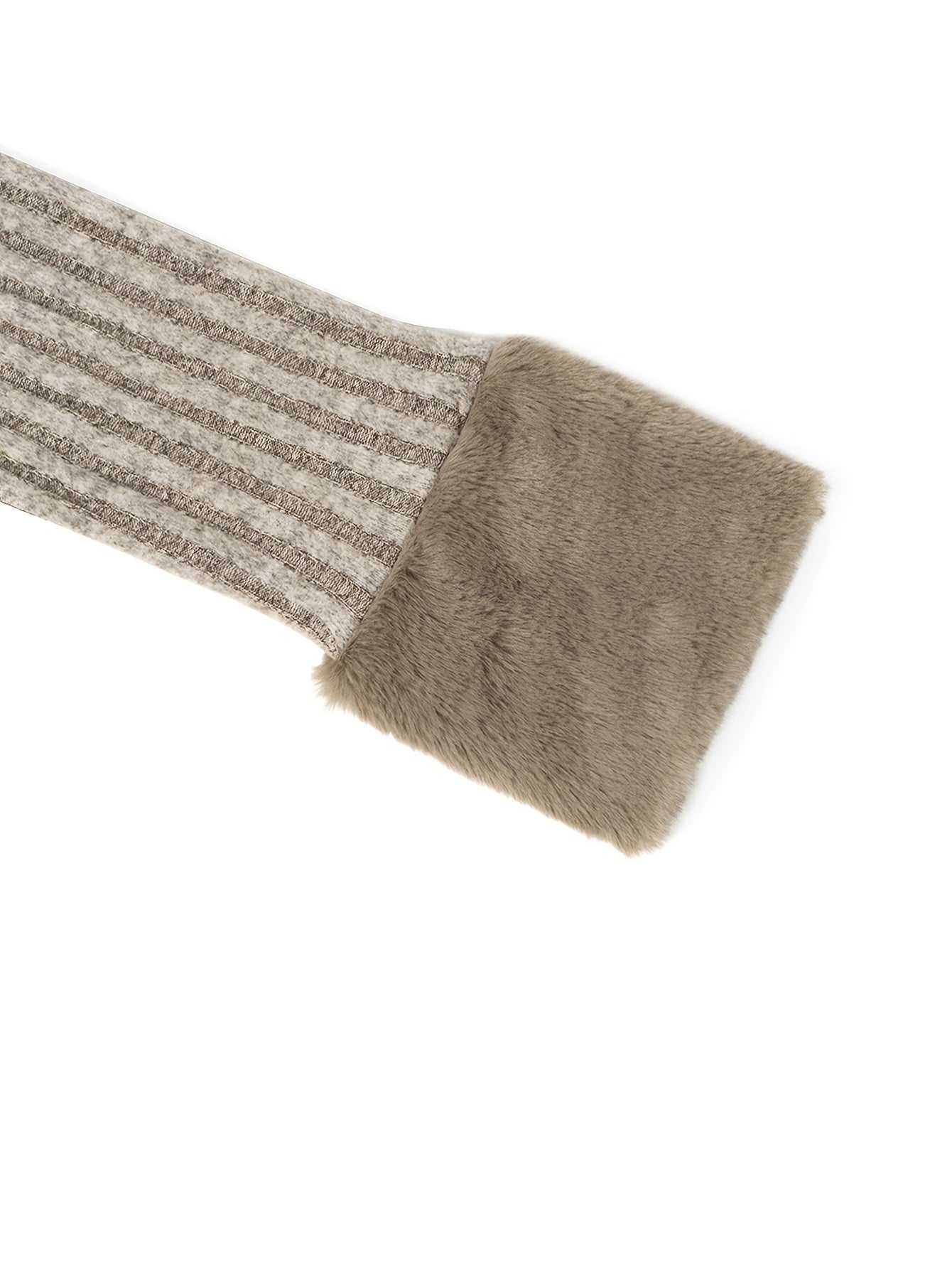 V-Neck Faux Fur Sweater – Zip Accent Knit Top
