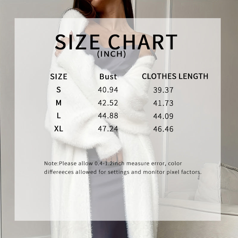 Womens Furry Long Cardigan Open Front Coat