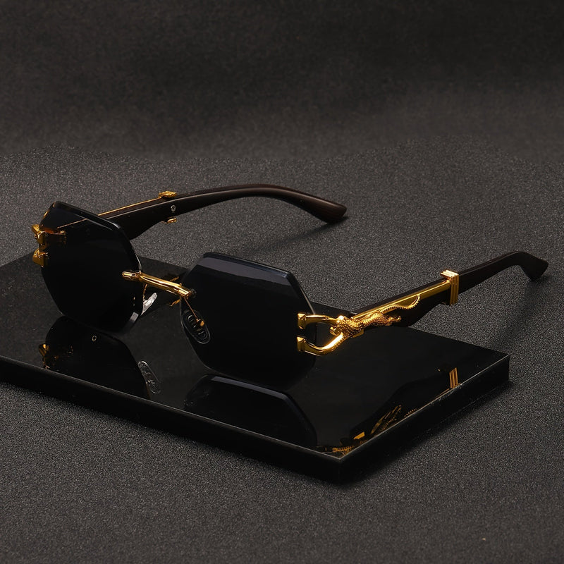 Timeless and Exquisite Luxurious Leopard Temple Ladies Rimless Spectacles