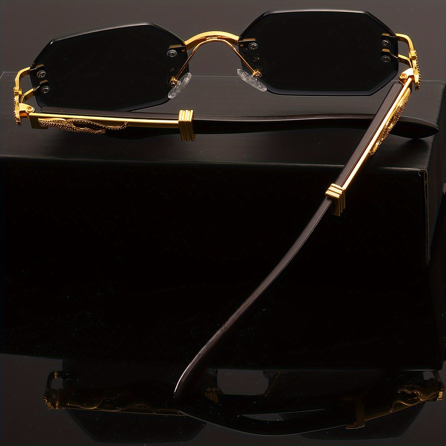 Timeless and Exquisite Luxurious Leopard Temple Ladies Rimless Spectacles