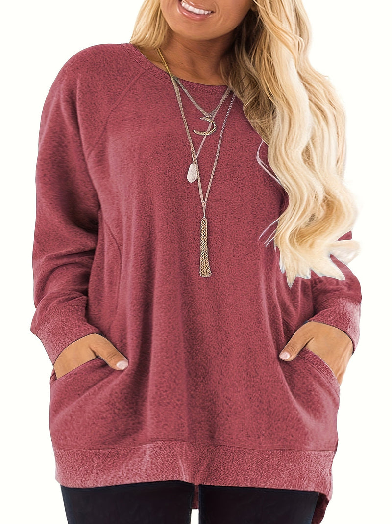 Plus Size Sweatshirts For Women Color Block Long Sleeve Pocket Shirts Tops