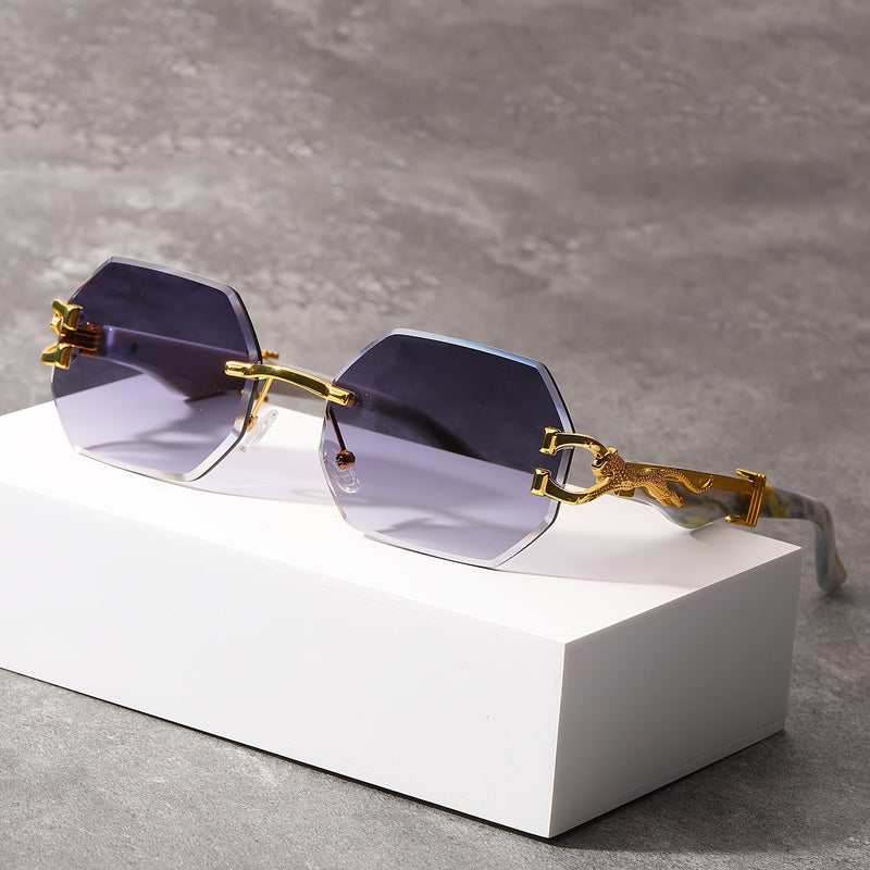 Timeless and Exquisite Luxurious Leopard Temple Ladies Rimless Spectacles